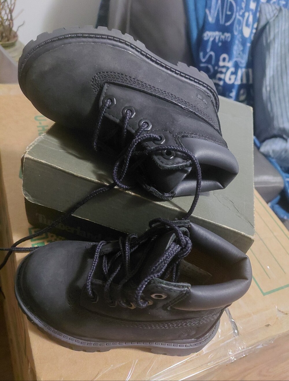 Kids Black Lace-Up Outdoor Boots